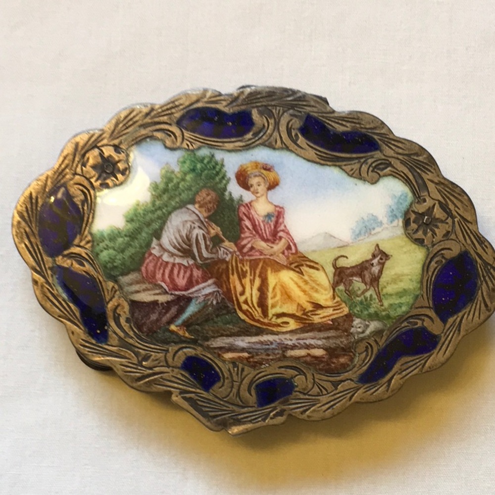 Antique Enamel Powder Case